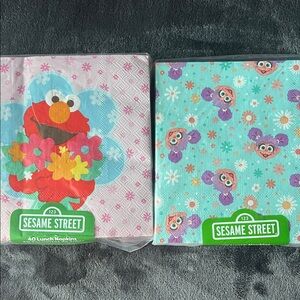 Sesame Street Elmo & Flowers Party Napkins - Pink, Aqua, Red